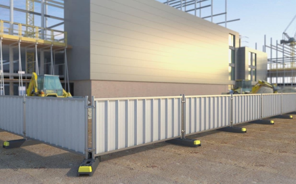 Clôtures Mobile de chantier Type HERAS Bardées Tolées Pleine - Longueur 2,10ml - Hauteur 1ml